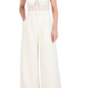 BCBGMaxAzria Cream Wide-Leg Jumpsuit. Sz 14. NWT